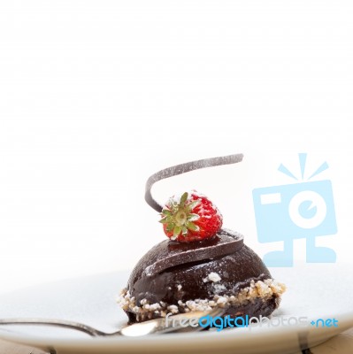 Fresh Chocolate Strawberry Mousse Stock Photo