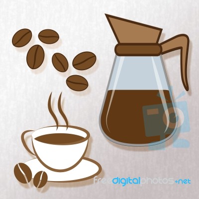 Fresh Coffee Cup Means Cafe And Restaurant Brewing Stock Image