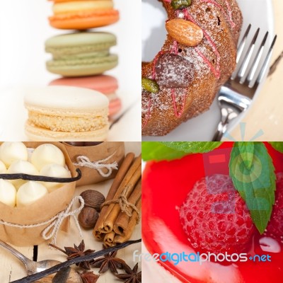 Fresh Dessert Cake Collage Stock Photo