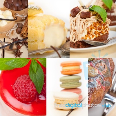 Fresh Dessert Cake Collage Stock Photo