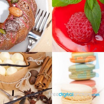 Fresh Dessert Cake Collage Stock Photo