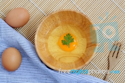 Fresh Eggs On A Wooden Rustic Background Stock Photo