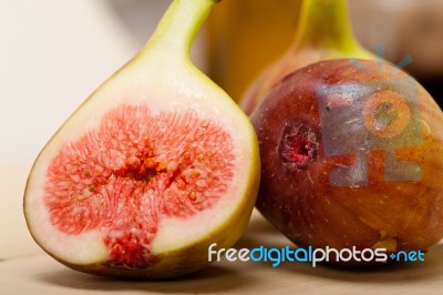 Fresh Figs On A Rustic Table Stock Photo