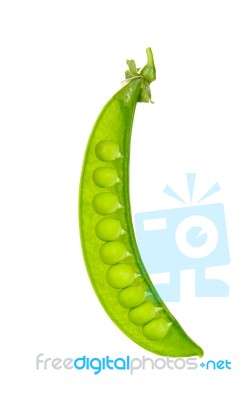 Fresh Green Peas  Isolated On The White Background Stock Photo