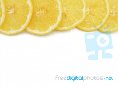 Fresh Lemon Slice On White Background, With Copy Or Free Space F… Stock Photo