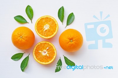 Fresh Orange Citrus Fruit Isolated On White Background Stock Photo