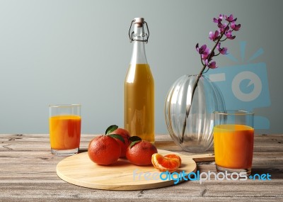 Fresh Oranges - 3d Rendering Stock Image