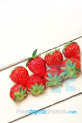 Fresh Organic Strawberry Over White Wood Stock Photo