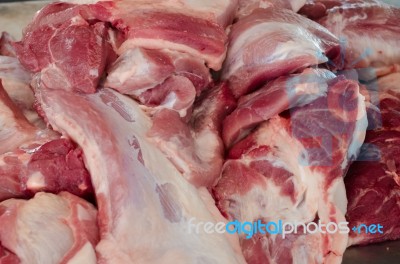 Fresh Raw Meat, Slices Pork Stock Photo