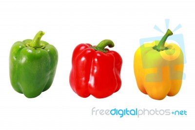 Fresh Red Green And Yellow Peppers Stock Photo