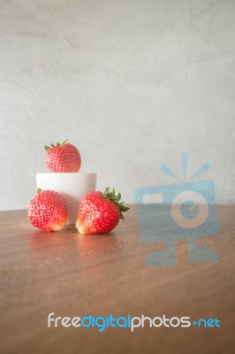 Fresh Ripe Strawberries On Wooden Background Stock Photo