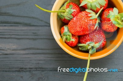 Fresh Strawberries In Bow Stock Photo