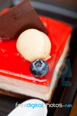 Fresh Strawberry Yogurt Mousse Stock Photo