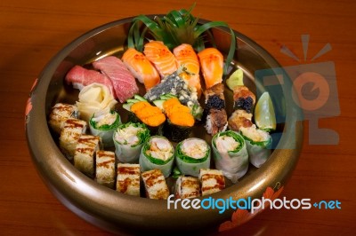 Fresh Sushi Choice Combination Assortment Selection Stock Photo