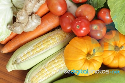 Fresh Vegetables Arrange On The Wood Table Stock Photo Fresh Vegetables Arrange On The Wood Table Stock Photo