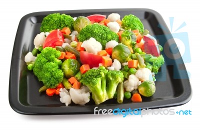 Fresh Vegetables On Plate Stock Photo