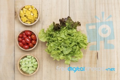 Fresh Vegetables On Wood Background Stock Photo