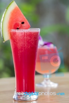 Fresh Watermelon Smoothie Stock Photo