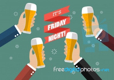 Friday Night Party Celebration Stock Image