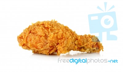 Fried Chicken Isolated On The White Stock Photo