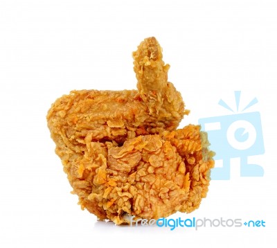 Fried Chicken Isolated On The White Stock Photo