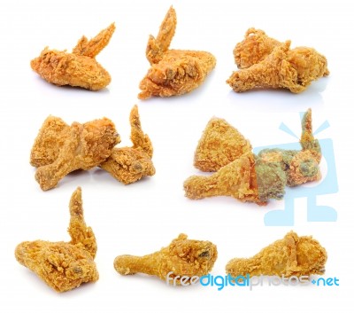 Fried Chicken Isolated On White Background Stock Photo
