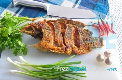 Fried Nile Tilapia Stock Photo
