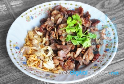 Fried Pork With Garlic And Pepper , Thai Food Stock Photo