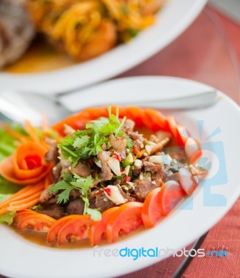 Fried Pork Yum Stock Photo