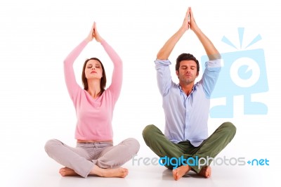 Friends Are Doing Yoga Stock Photo