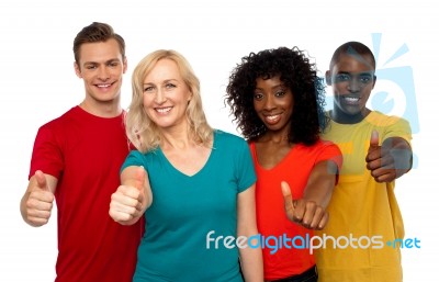 Friends Showing Thumbs Up Stock Photo