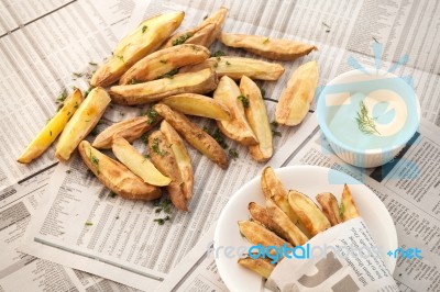 Fries French Mayonnaise Herb Still Life Stock Photo