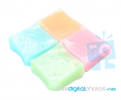 Front Green Multiple Layer Sweetmeat On White Background Stock Photo