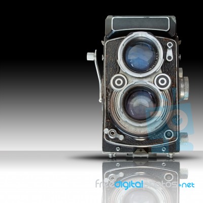 Front Of An Old Twin Lens Camera Stock Photo