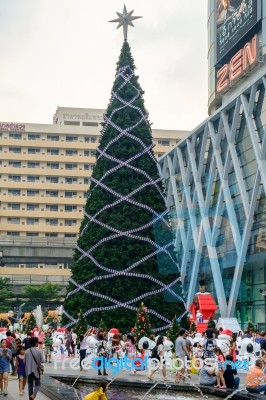 Front Of Central World With Festival And Christmas Decoration Stock Photo