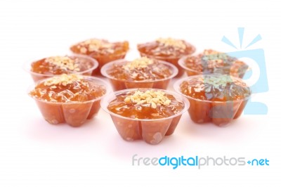 Front Of Circle Brown Flavored Sweet Translucent Gelatinous Rice… Stock Photo
