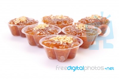 Front Of Group Brown Flavored Sweet Translucent Gelatinous Rice Stock Photo