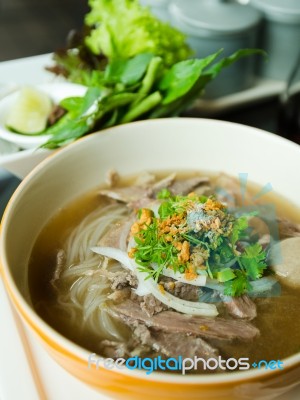 Front Of Pho Lao Style Noodle Soup Stock Photo