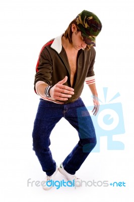 Front View Of Man Dancing Stock Photo