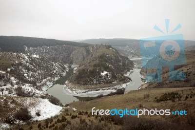 Frozen River Uvac,serbia Stock Photo
