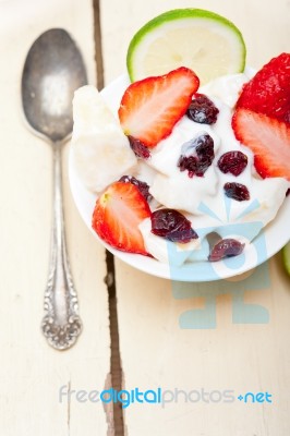 Fruit And Yogurt Salad Healthy Breakfast Stock Photo