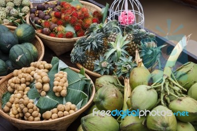 Fruit In The Boat Stock Photo