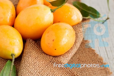 Fruit Of Asian On Wooden Stock Photo
