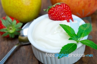 Fruits And Yogurt Stock Photo