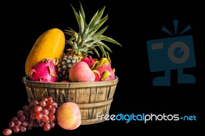 Fruits On A Black Background Stock Photo