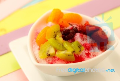Fruits On Ice Cream Stock Photo