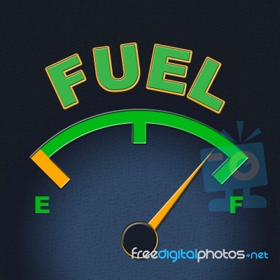 Fuel Gauge Represents Power Source And Dial Stock Image