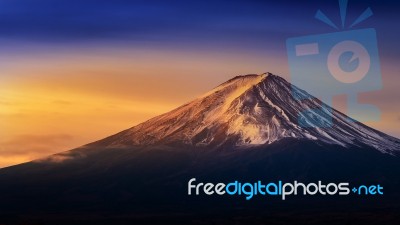 Fuji Mountain At Sunrise Stock Photo