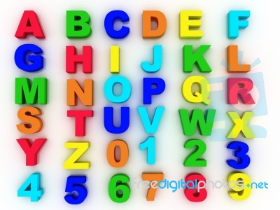Full Alphabet With Numerals Stock Image