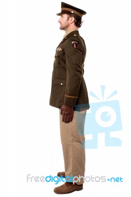 Full Length Studio Of Military Personnel Stock Photo